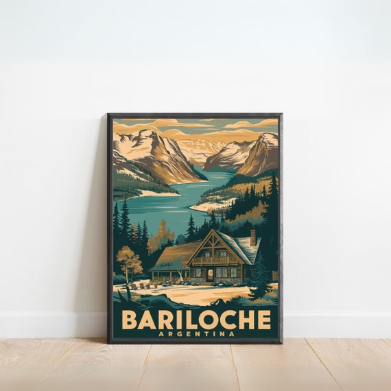 Bariloche Vintage Travel Poster Print Argentina Wall Art Framed Present Gift