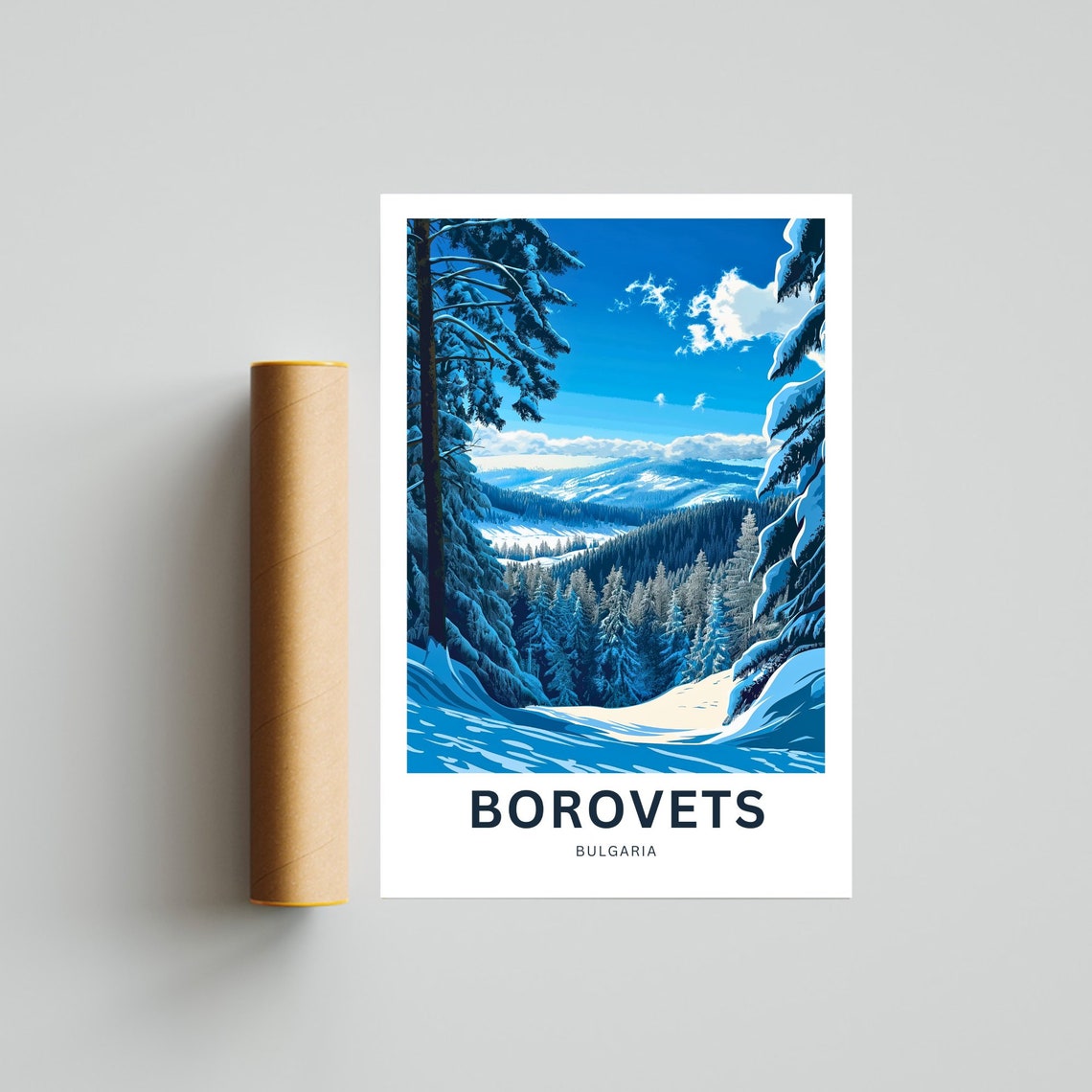 Borovets Bulgaria Snowy Forest Winter Personalized Travel Poster - Image 4