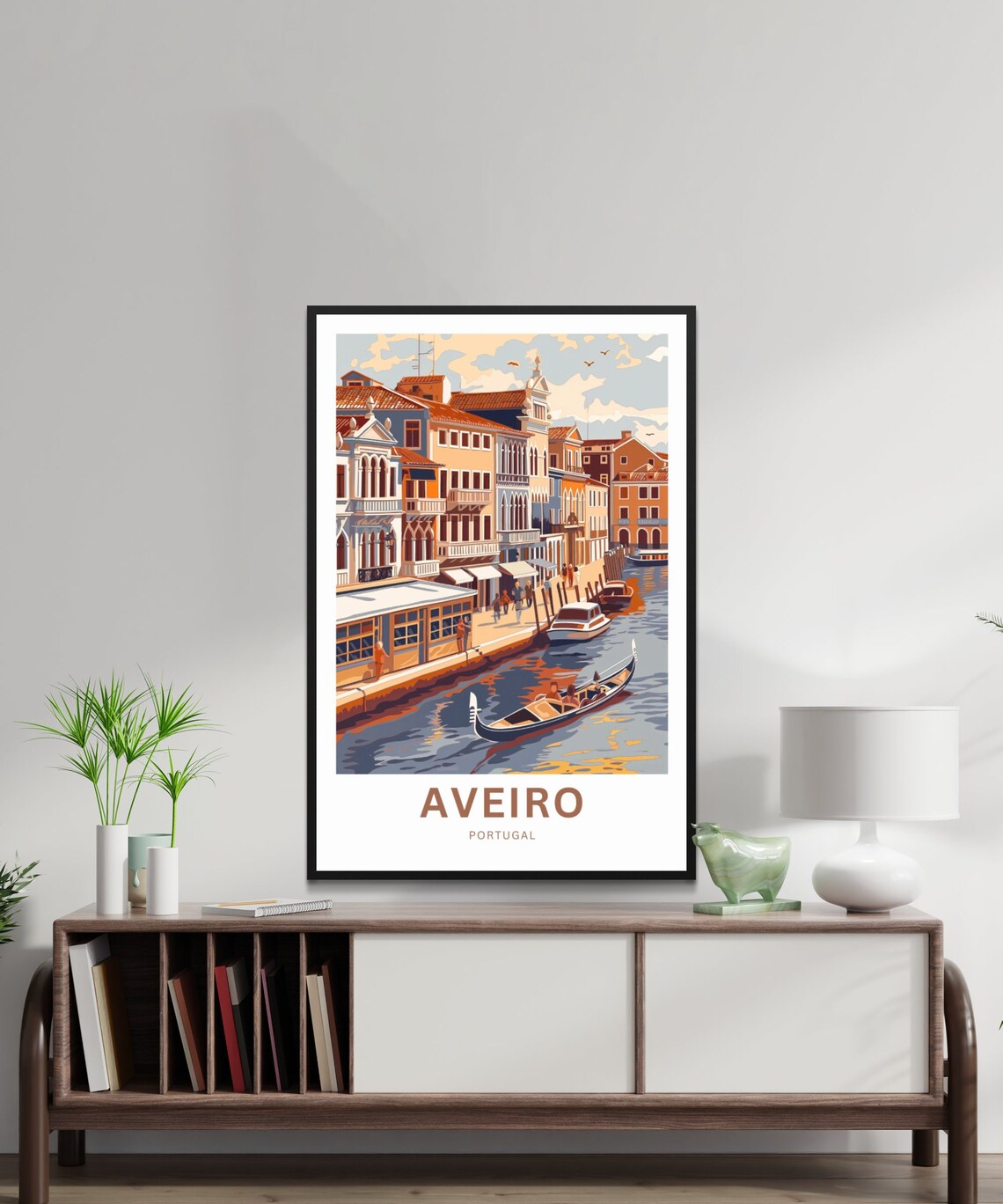 Aveiro Portugal Sunset Canal Gondolier Ride Retro Travel Poster - Image 2