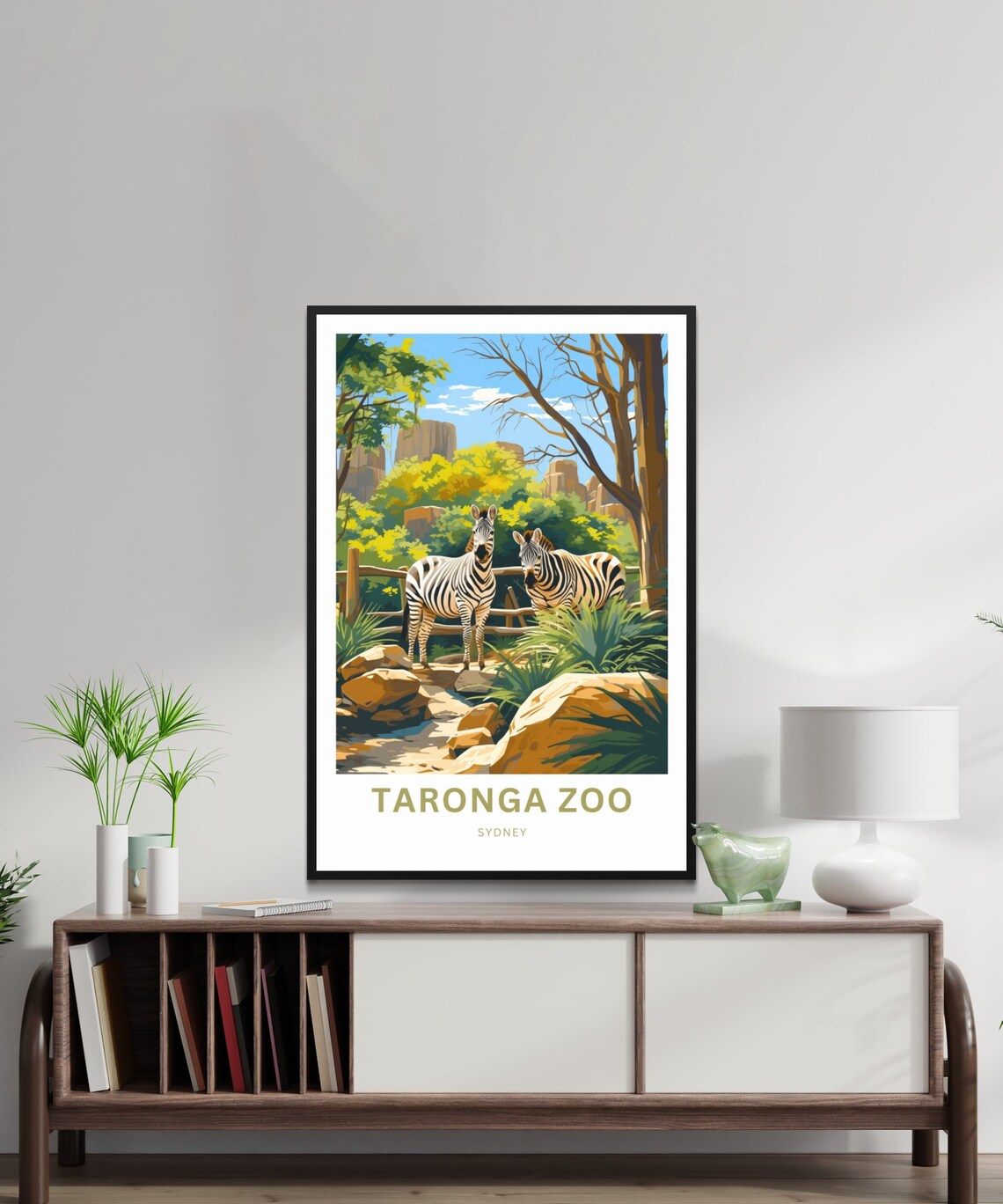 Taronga Zoo Sydney Two Zebras Among Rocks Travel Print Artwork - Image 2