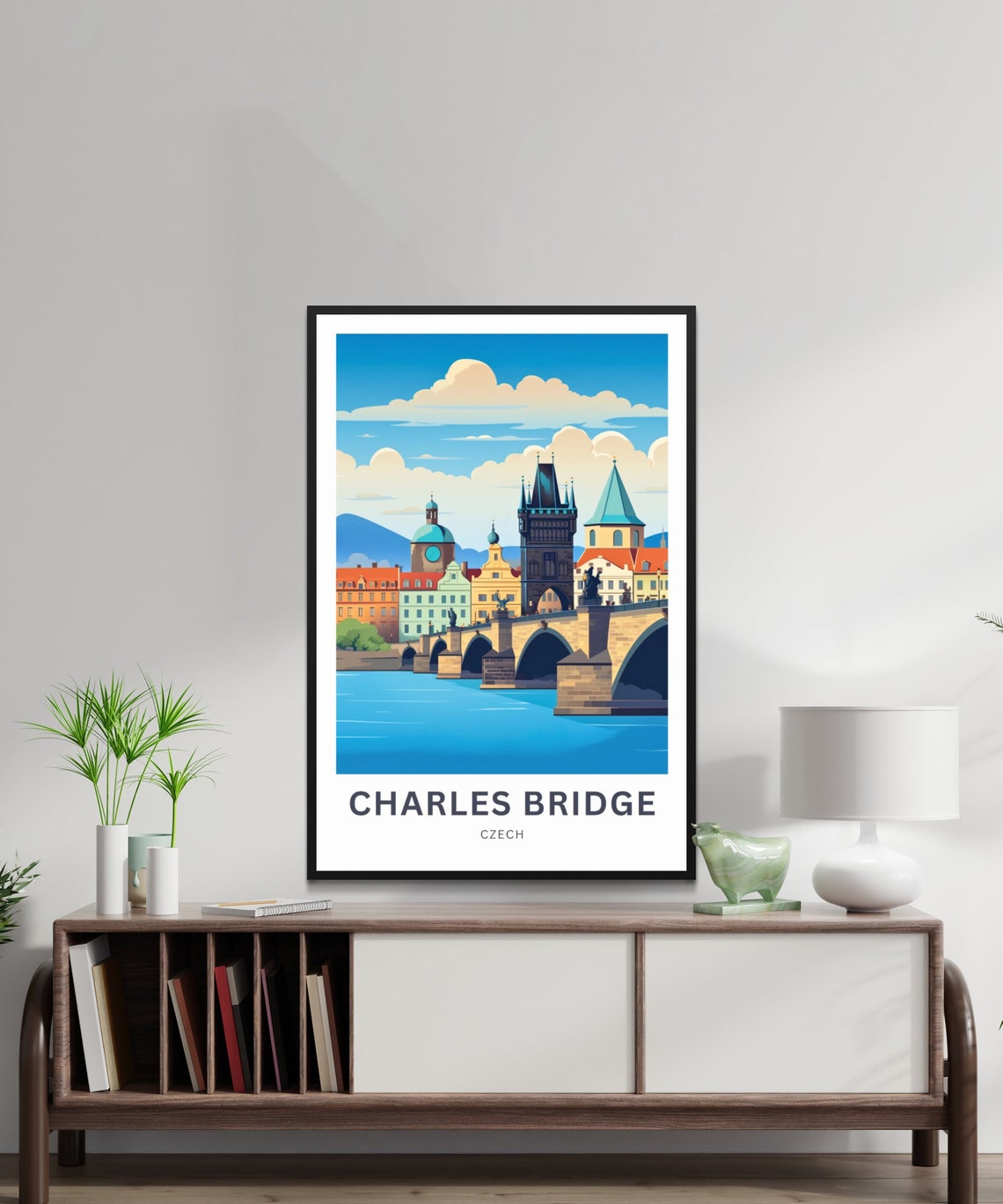 Personalized Charles Bridge Prague Gothic Towers River Poster - Image 3