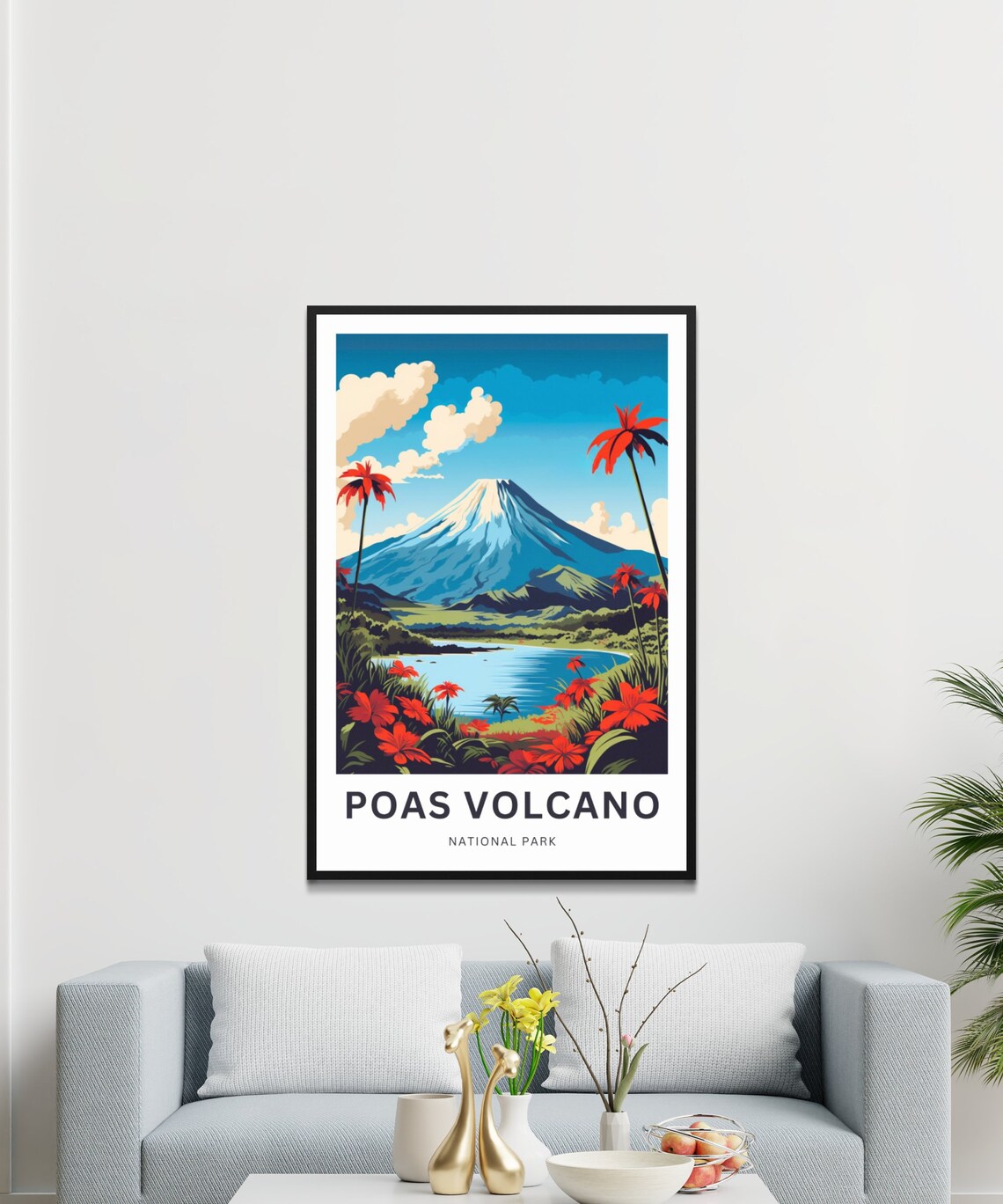 Poas Volcano Travel Poster, Costa Rica National Park - Image 3