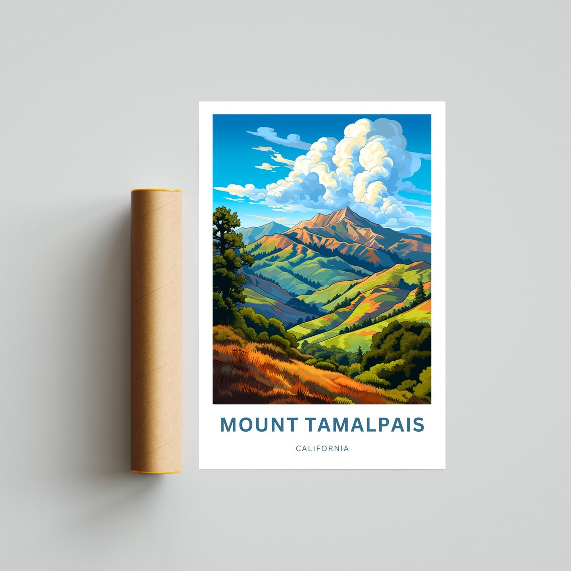 Mount Tamalpais California Golden Hills Peak Vintage Travel Poster - Image 4