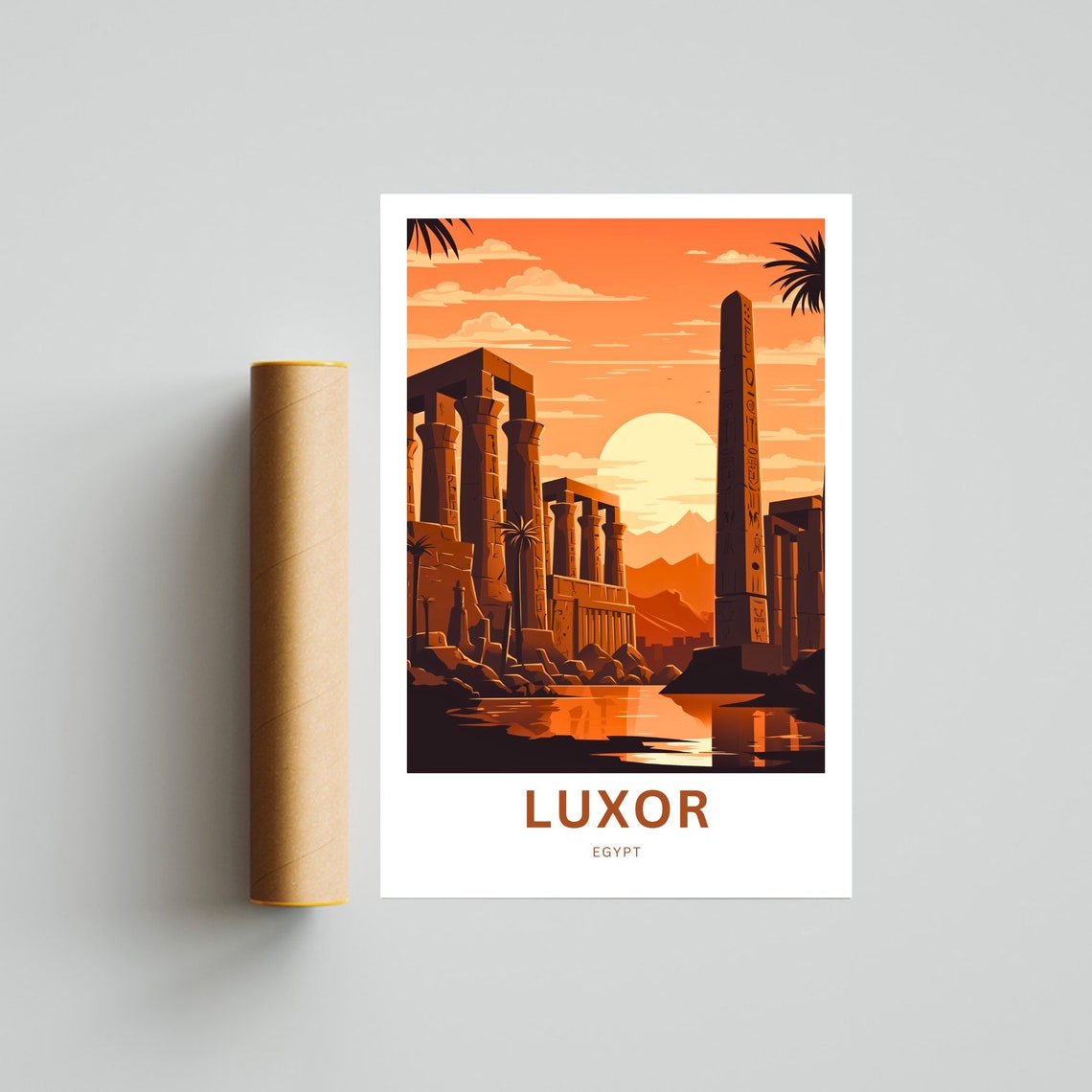 Luxor Egypt Temple Columns and Obelisk Reflecting at Sunset Poster - Image 4