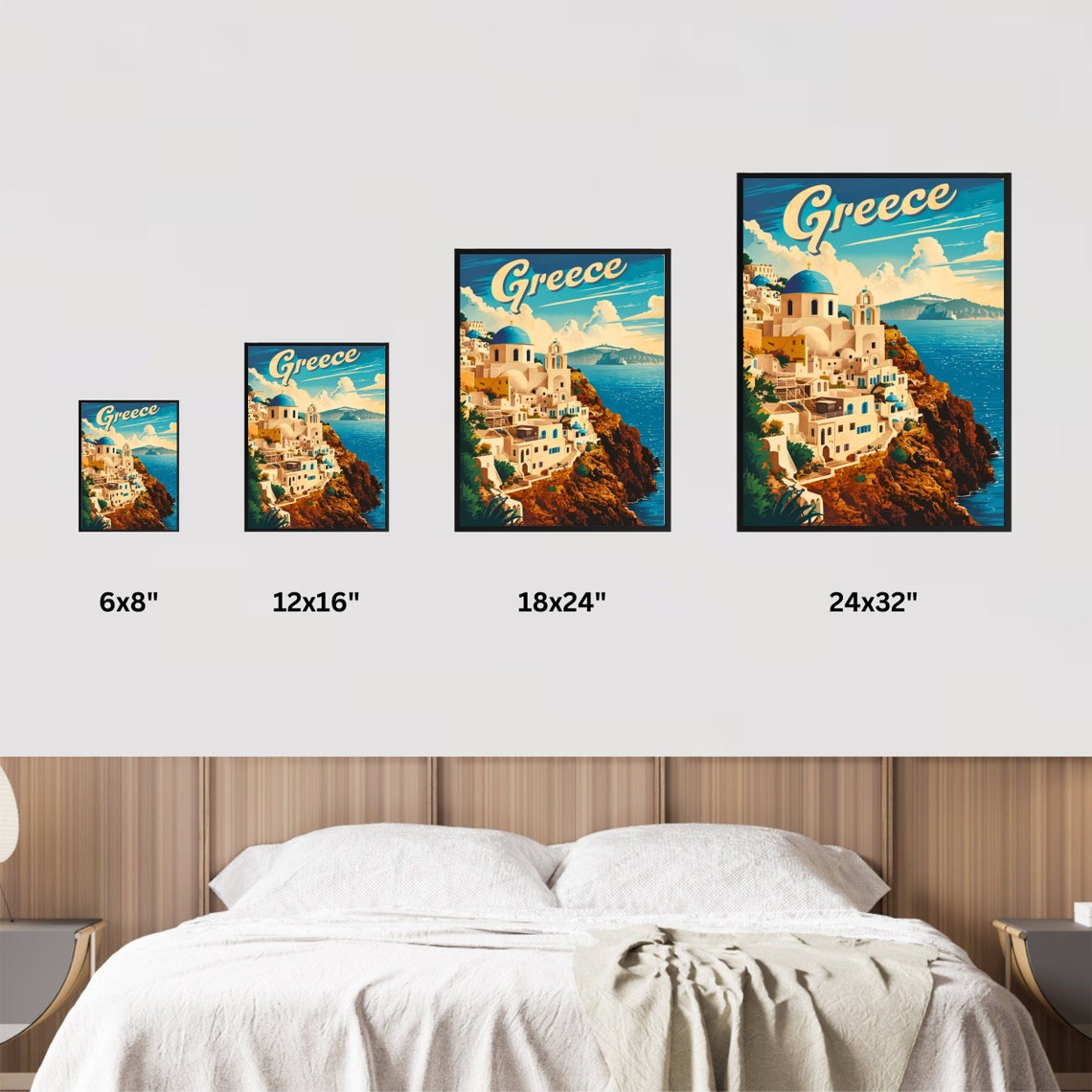 Greece Santorini Caldera Blue Domes Sunset Vintage Travel Poster - Image 4