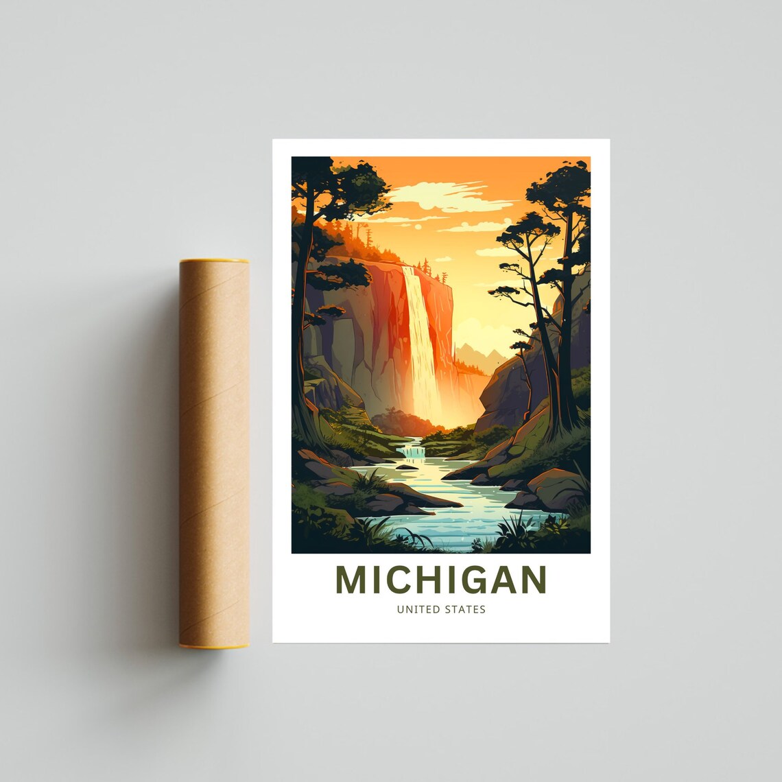Personalized Michigan Travel Print, United States Poster - Image 4