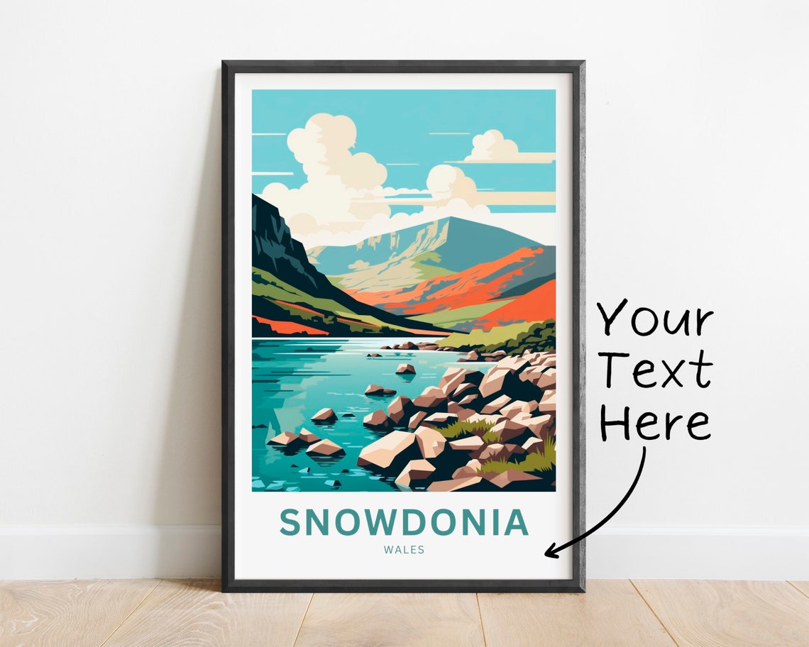Snowdonia Wales Rocky Lakeshore Rugged Mountain Peak View Poster