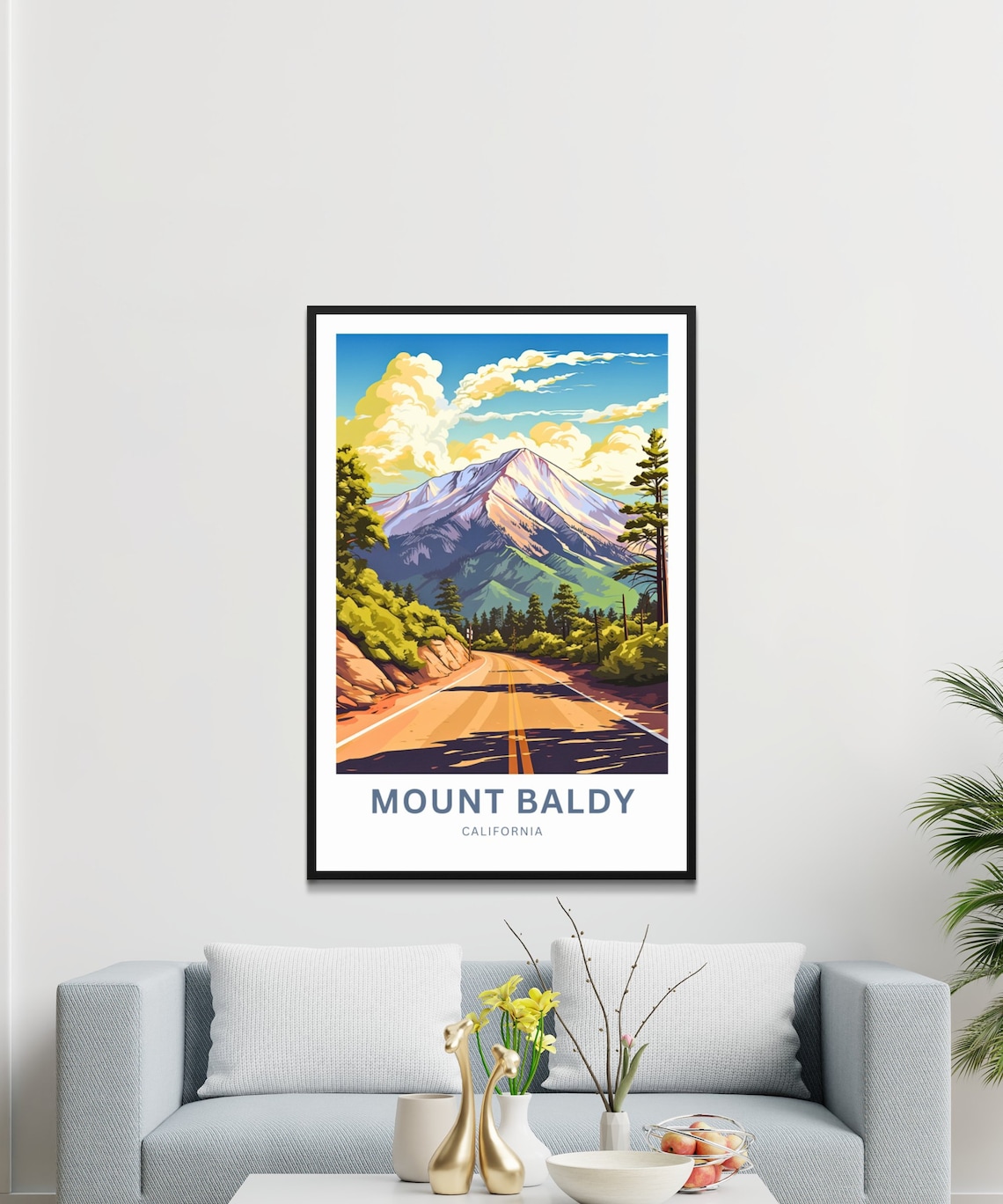 Mount Baldy California Snowy Peak Forest Road Golden Sunlit Poster - Image 3