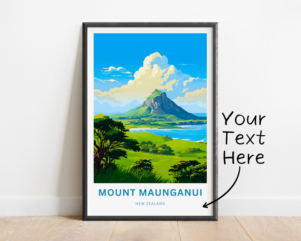 Mount Maunganui New Zealand Personalized Coastal Hills Poster