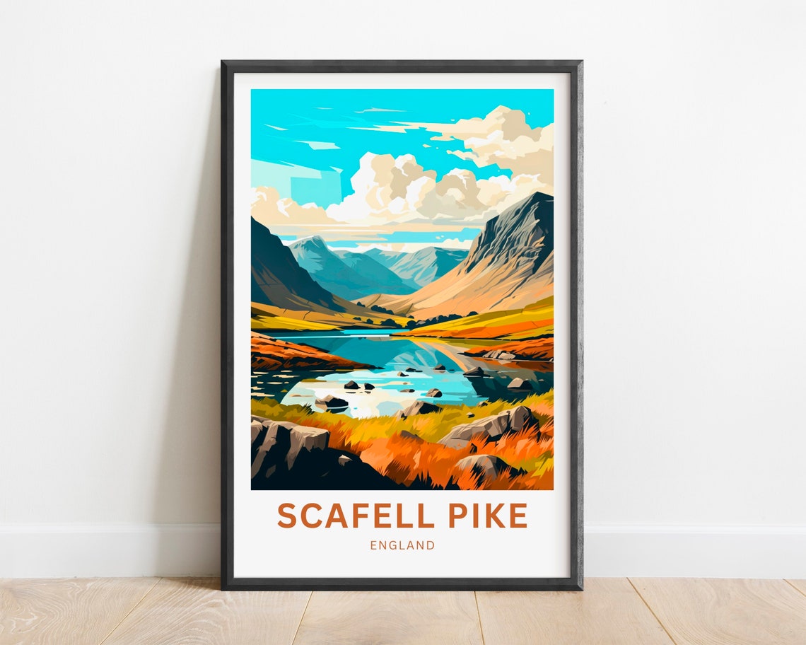Personalized Scafell Pike England Custom Vintage Travel Poster Art - Image 2