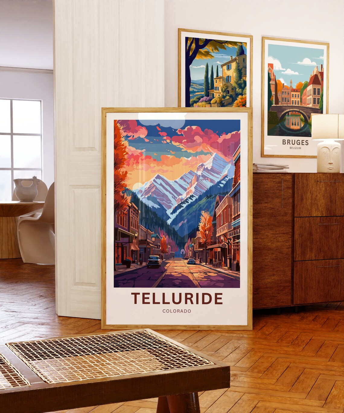Telluride Colorado Fall Snowy Mountain Main Street Travel Poster - Image 5
