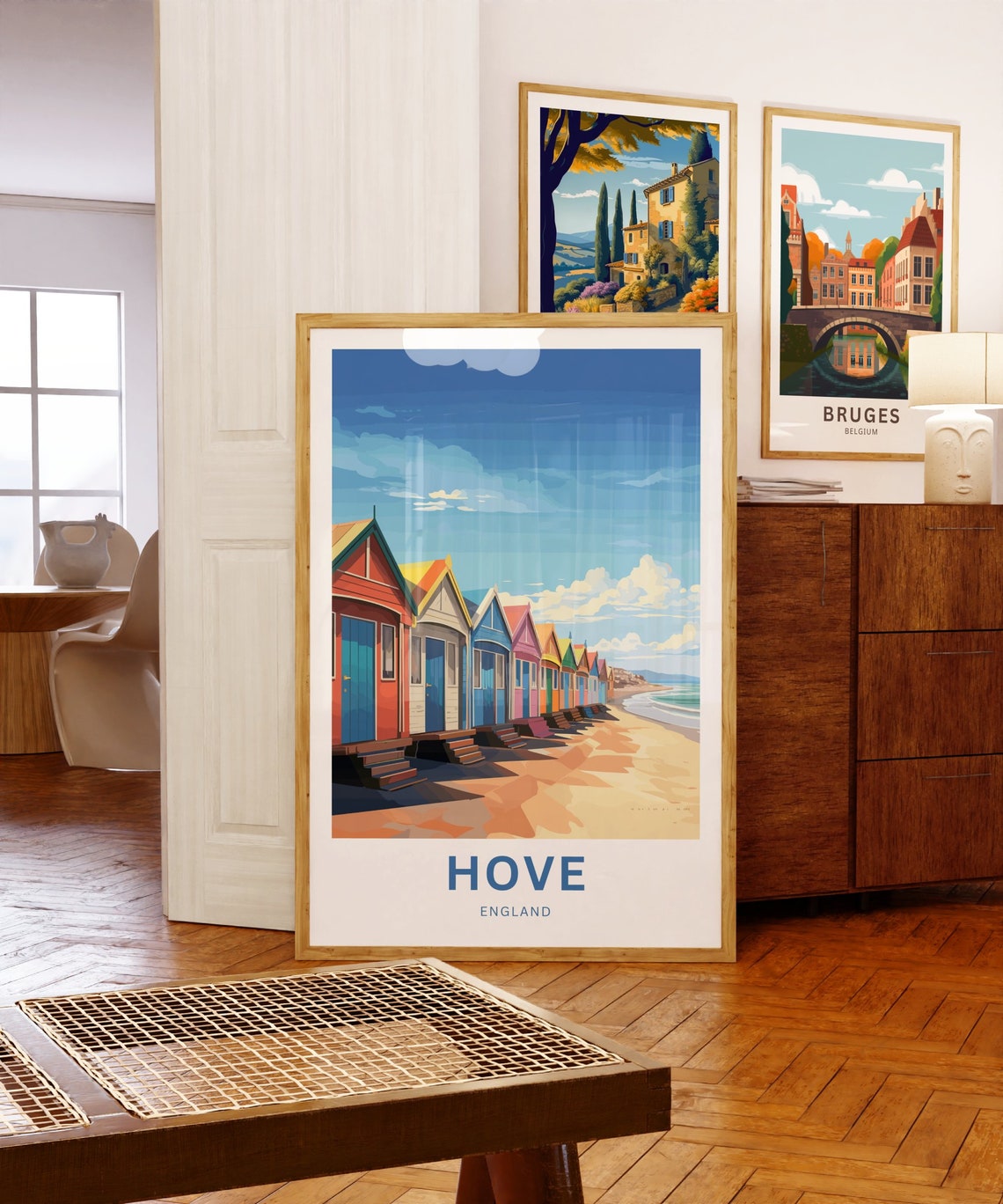 Hove England Colorful Beach Huts Seaside Promenade Personalized Poster - Image 5
