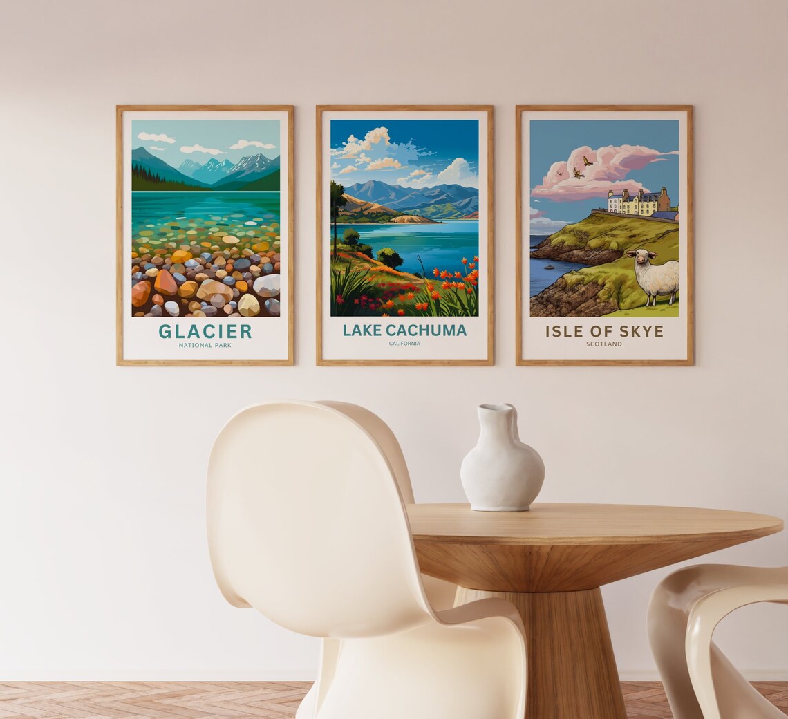 Lake Cachuma California Scenic Wildflower Hills Mountain Lake Poster - Image 3
