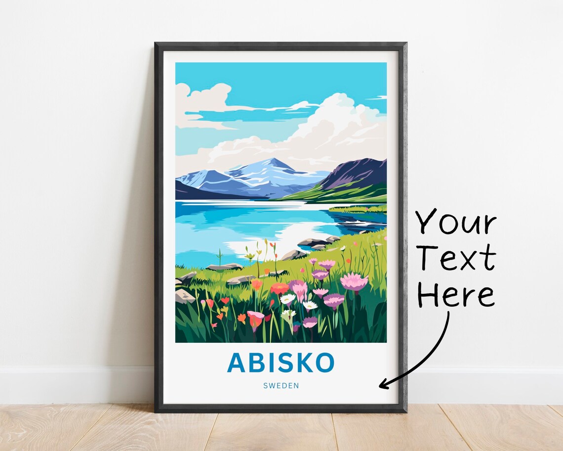 Abisko Sweden Wildflower Meadow Summer Mountain Lake Scene Poster