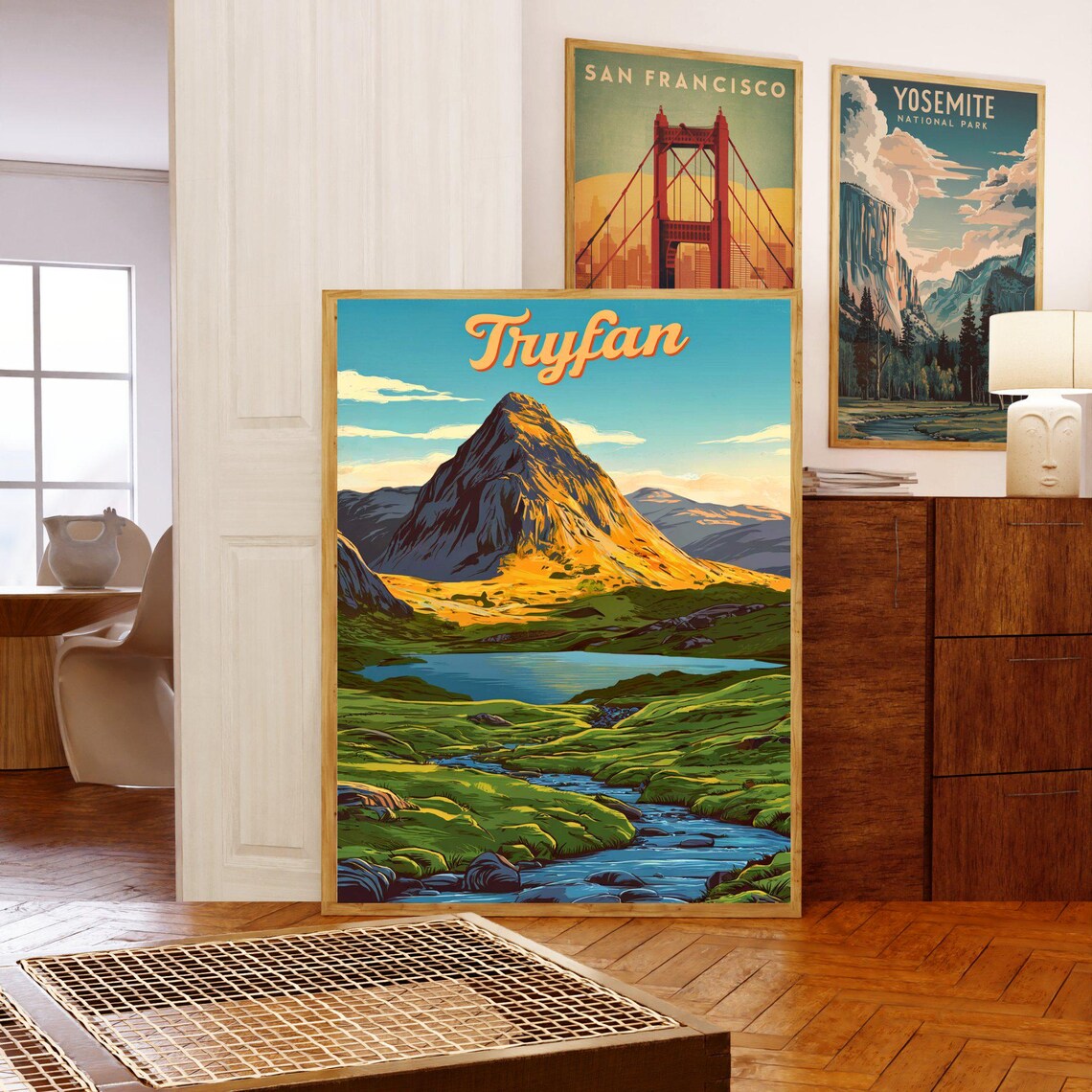 Tryfan Mountain Snowdonia Wales Rocky Peak Vintage Travel Poster - Image 5