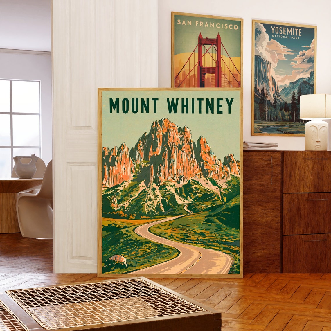 Mount Whitney Vintage Style Red Granite Peaks Country Road Poster - Image 5