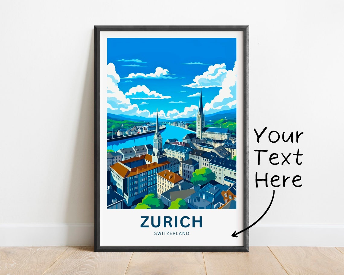 Personalized Zurich Switzerland City Panorama View Travel Poster