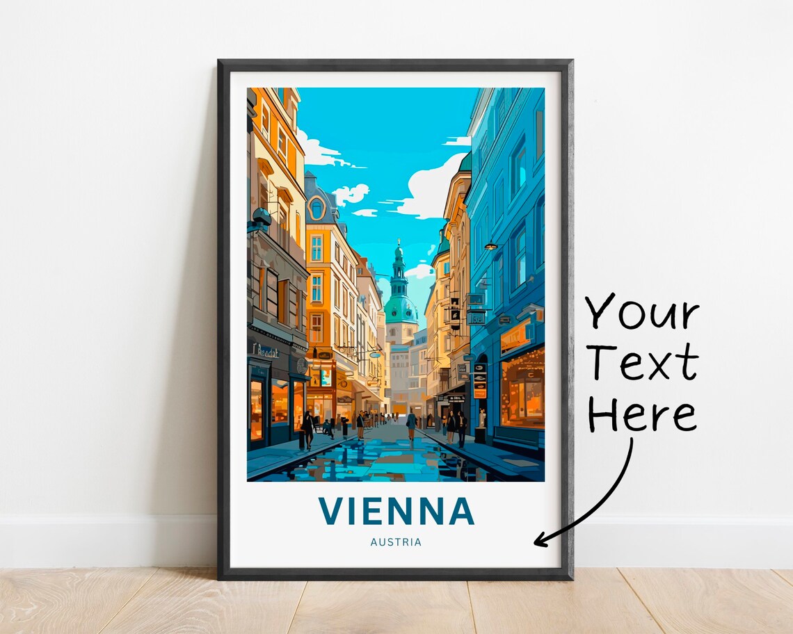 Personalized Vienna Austria Old Town Street Custom Travel Poster