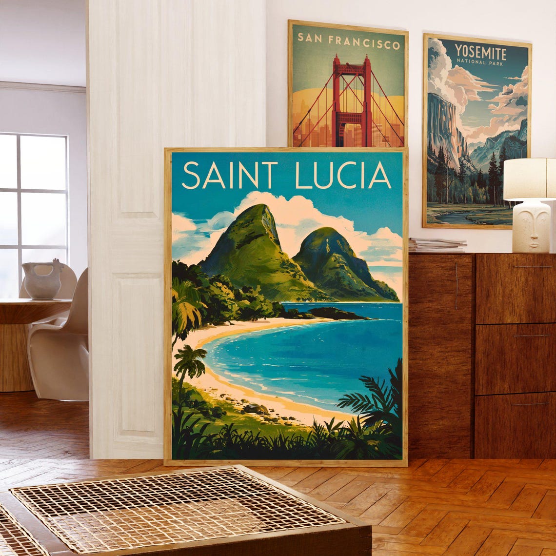 Saint Lucia Vintage Travel Poster Saint Lucia Print Caribbean Wall Art Framed Gift Caribbean Present - Image 3
