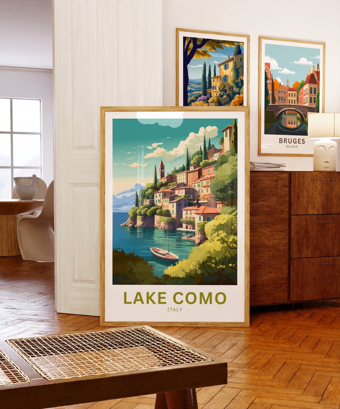 Lake Como Italy Lakeside Village Sailboat View Travel Poster - Image 5