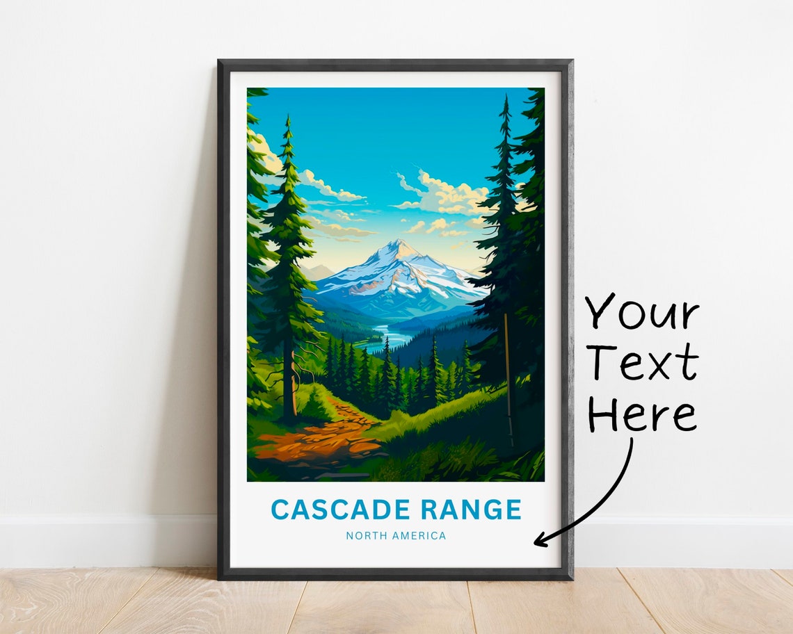 Cascade Range North America Snowy Peak Pines Personalized Art Poster