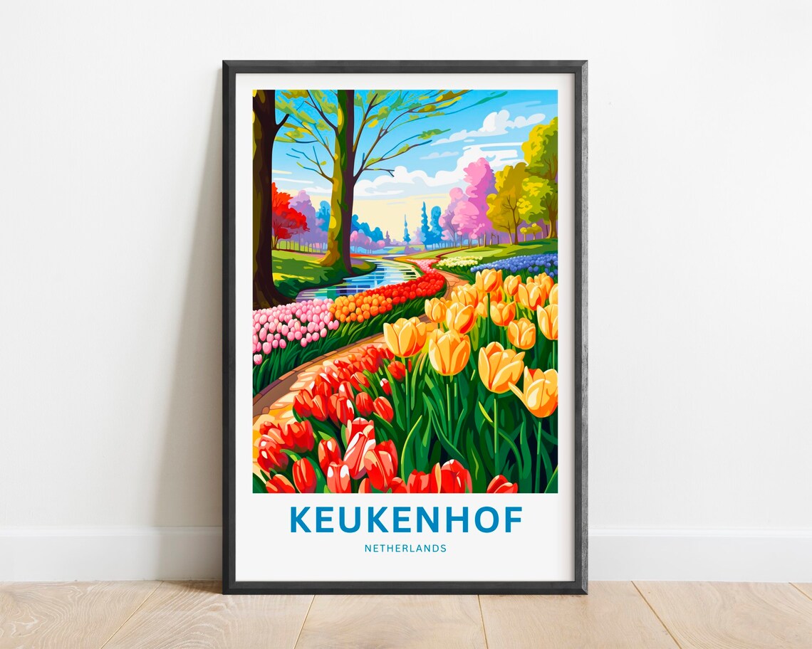 Keukenhof Travel Poster, Netherlands Wall Art