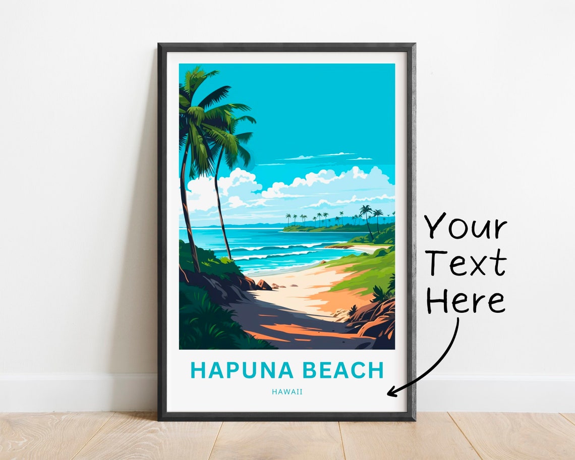 Personalized Hapuna Beach Hawaii Cove Palms Custom Travel Poster