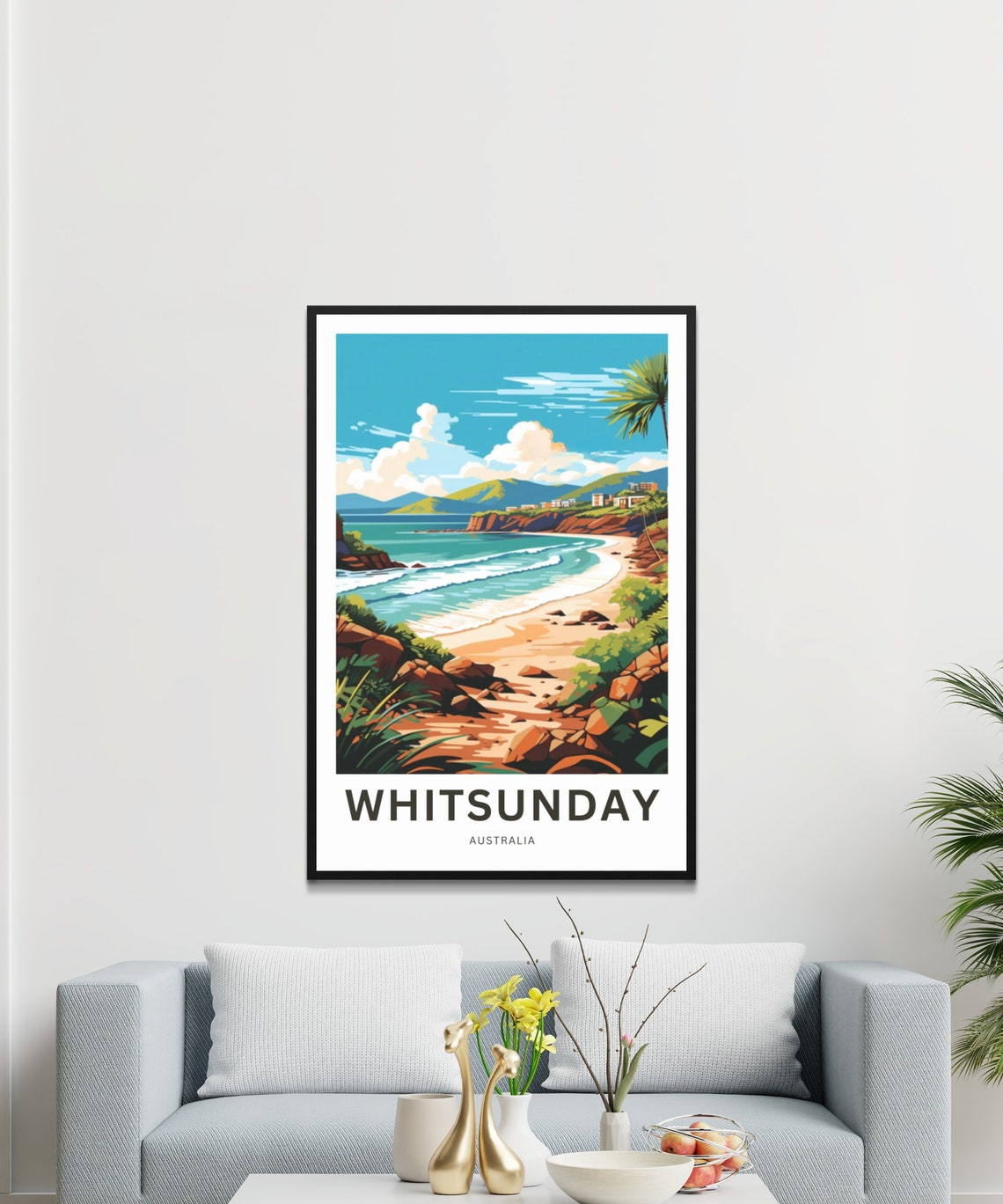 Personalized Whitsunday Australia Sandy Beach Travel Poster Gift - Image 3