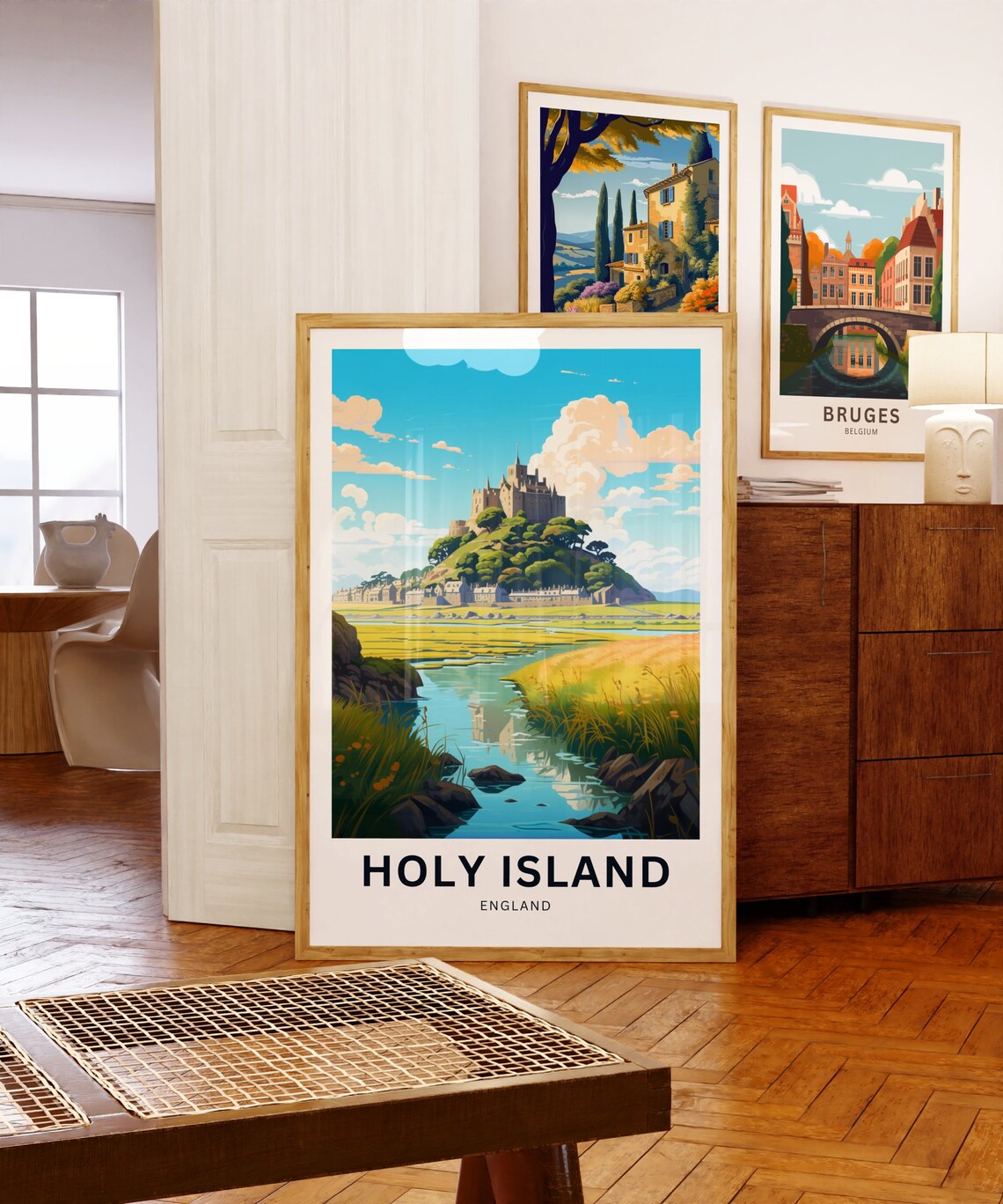 Holy Island England Lindisfarne Castle Hill Travel Art Poster - Image 5