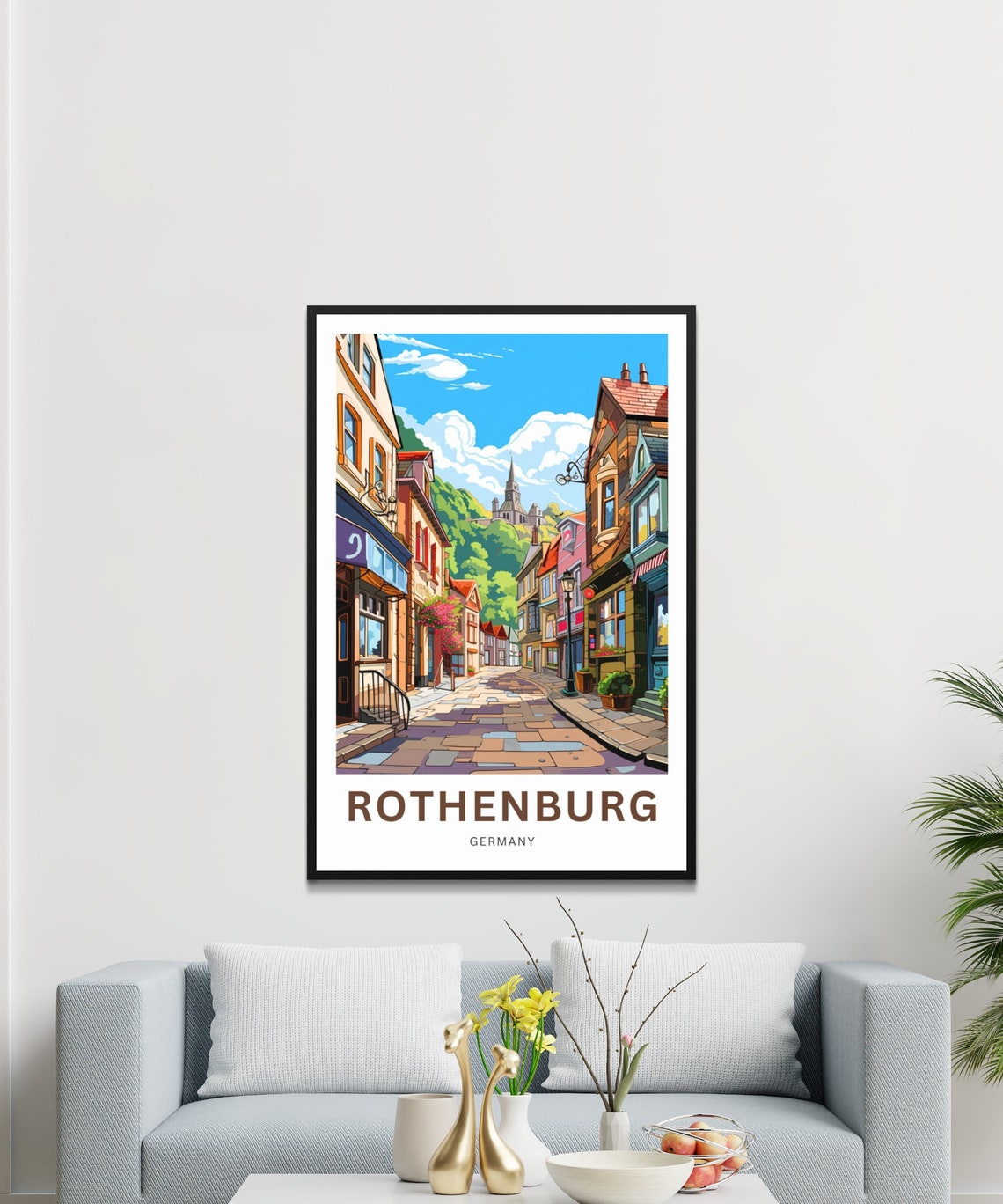 Rothenburg Germany Vintage Old Town Cobblestone Street Travel Poster - Image 3