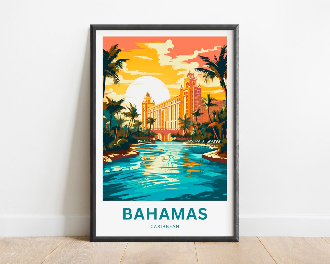 Bahamas Travel Print Bahamas Poster Caribbean Wall Art Framed Present Gift Caribbean Present