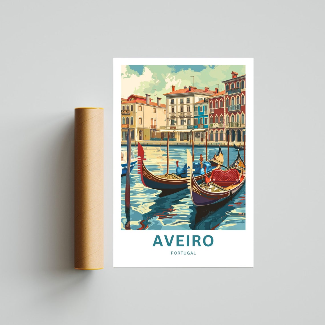 Personalized Aveiro Portugal Gondolas Custom Text Travel Poster - Image 4