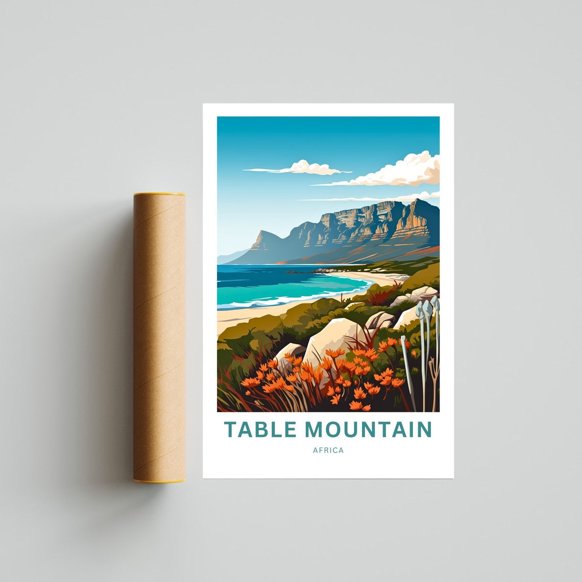 Personalized Table Mountain Travel Print Table Mountain Poster Africa Wall Art Framed Present Gift Africa Present - Image 4