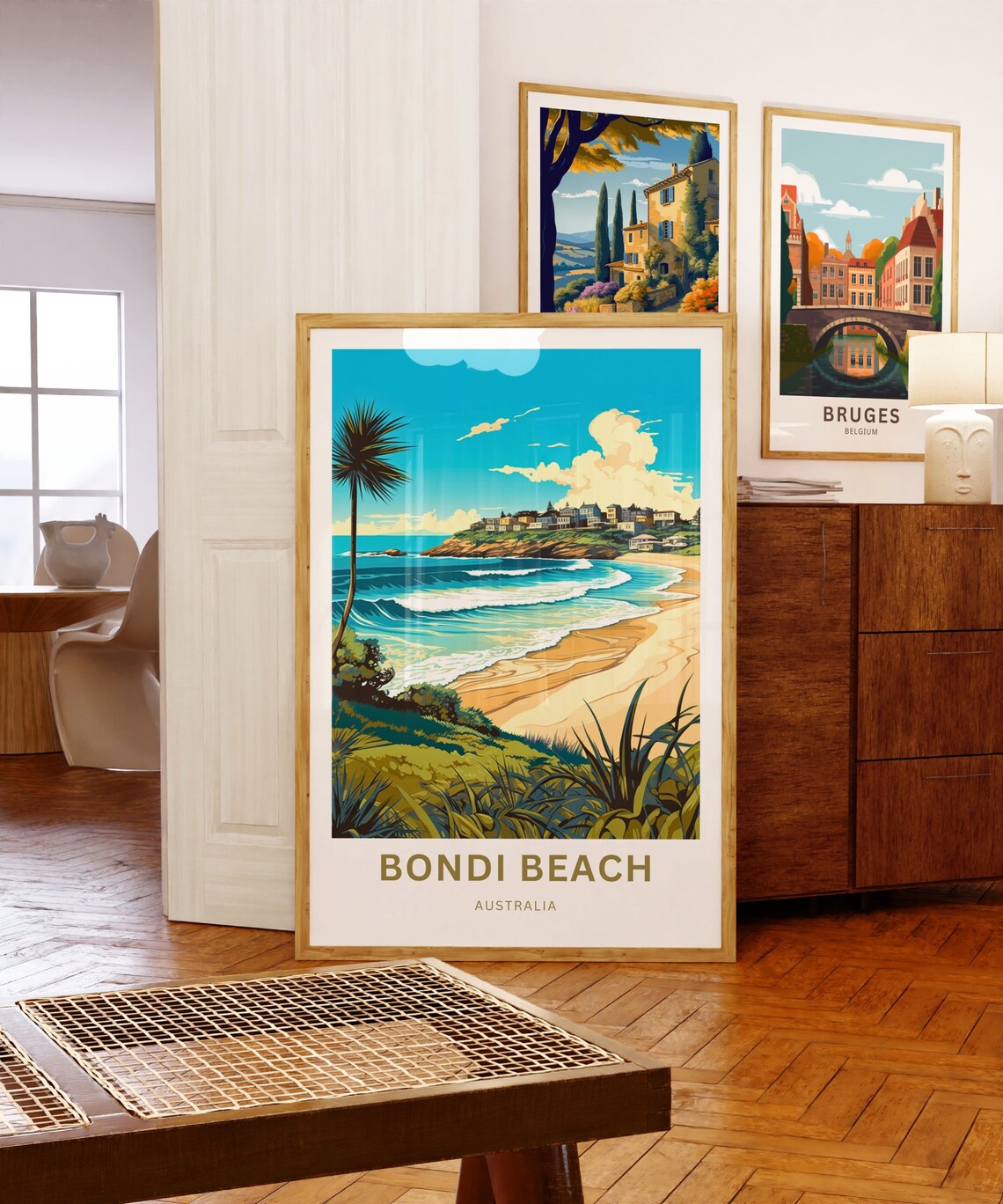 Bondi Beach Australia Surf Waves Headland Houses Travel Poster - Image 5