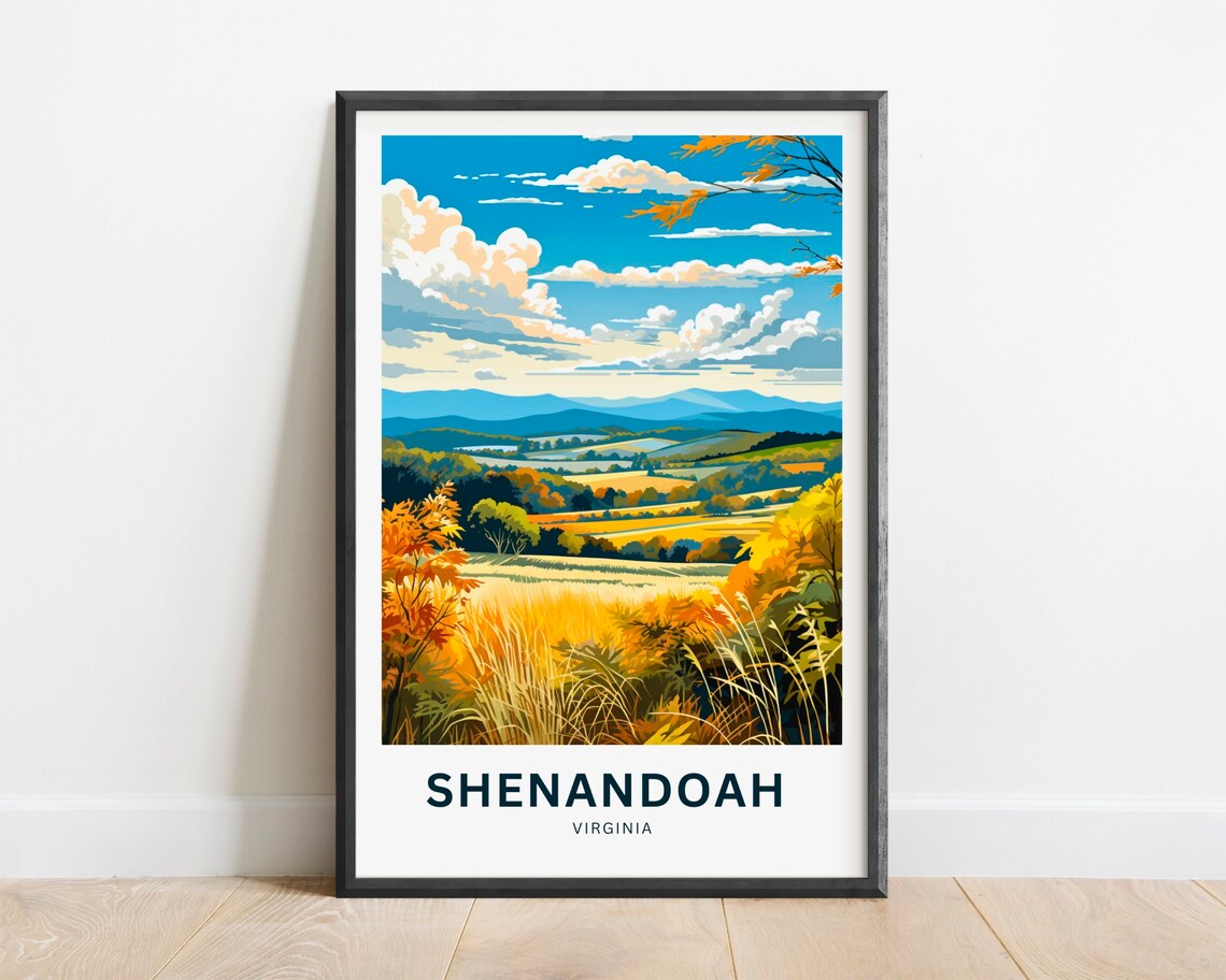 Shenandoah Virginia Autumn Valley Blue Ridge Mountains Travel Poster