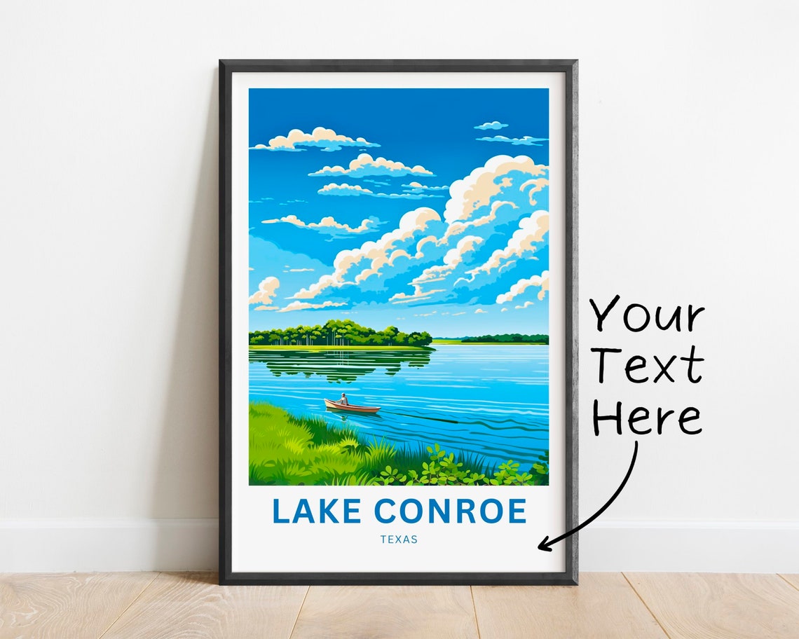 Lake Conroe Texas Personalized Rowing Boat Lake Travel Poster