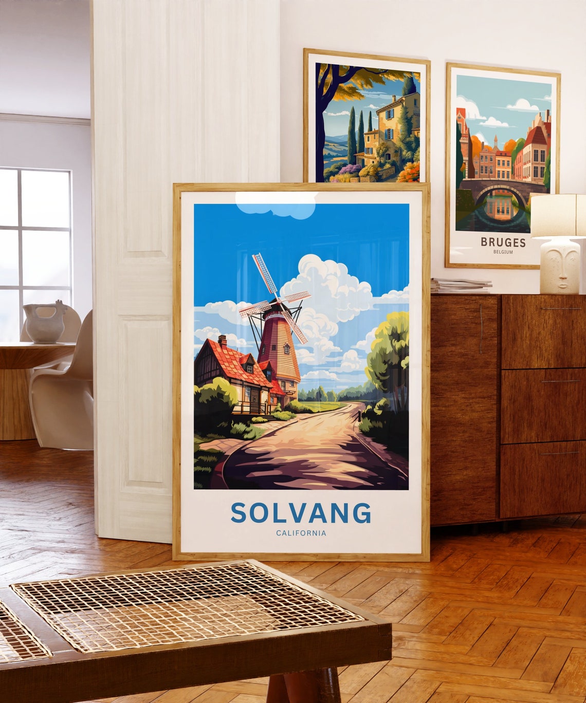 Solvang California Scenic Countryside Windmill Travel Poster - Image 5
