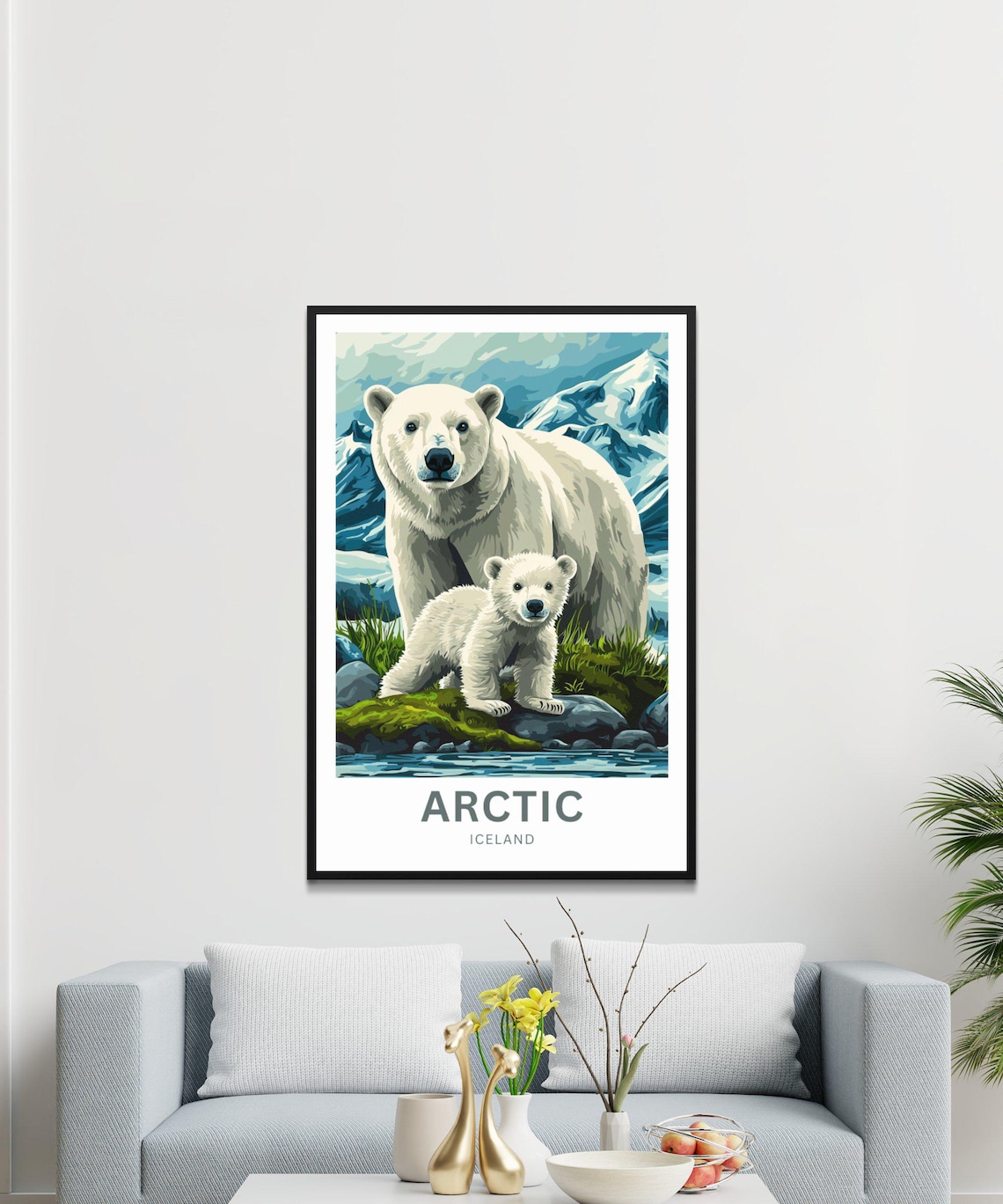 Arctic Iceland Polar Bear Cub Glacial Mountains Travel Poster - Image 3