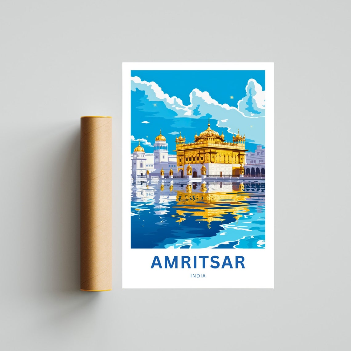 Amritsar Golden Temple Reflection India Sikh Shrine Travel Poster - Image 4