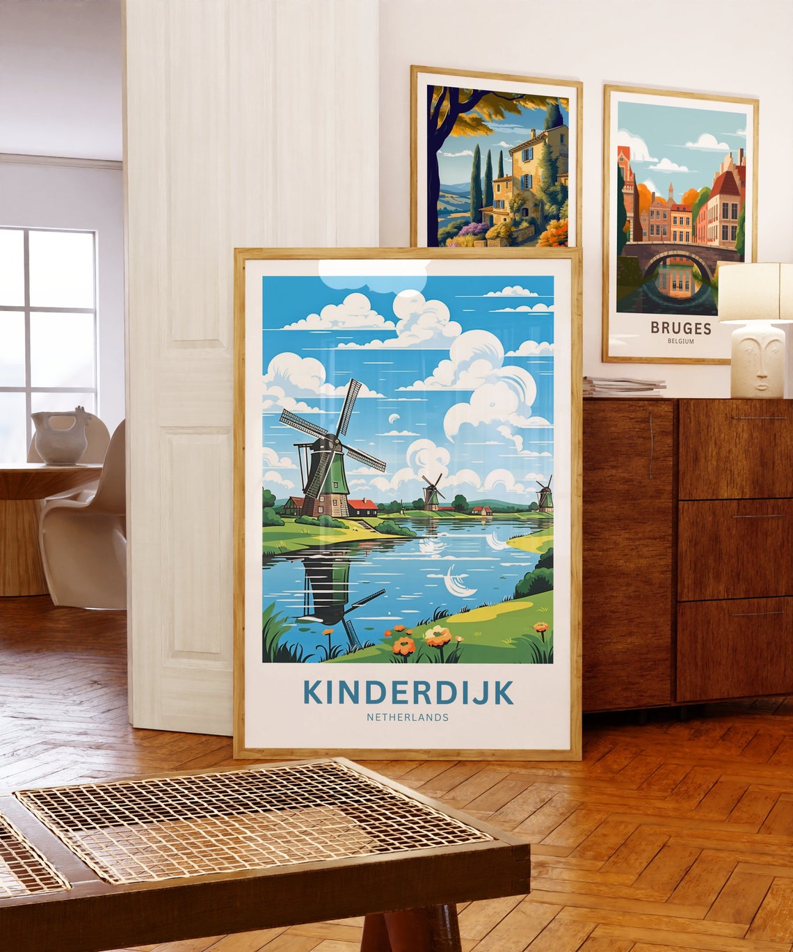 Kinderdijk Netherlands Windmill Canal Personalized Text Poster - Image 5