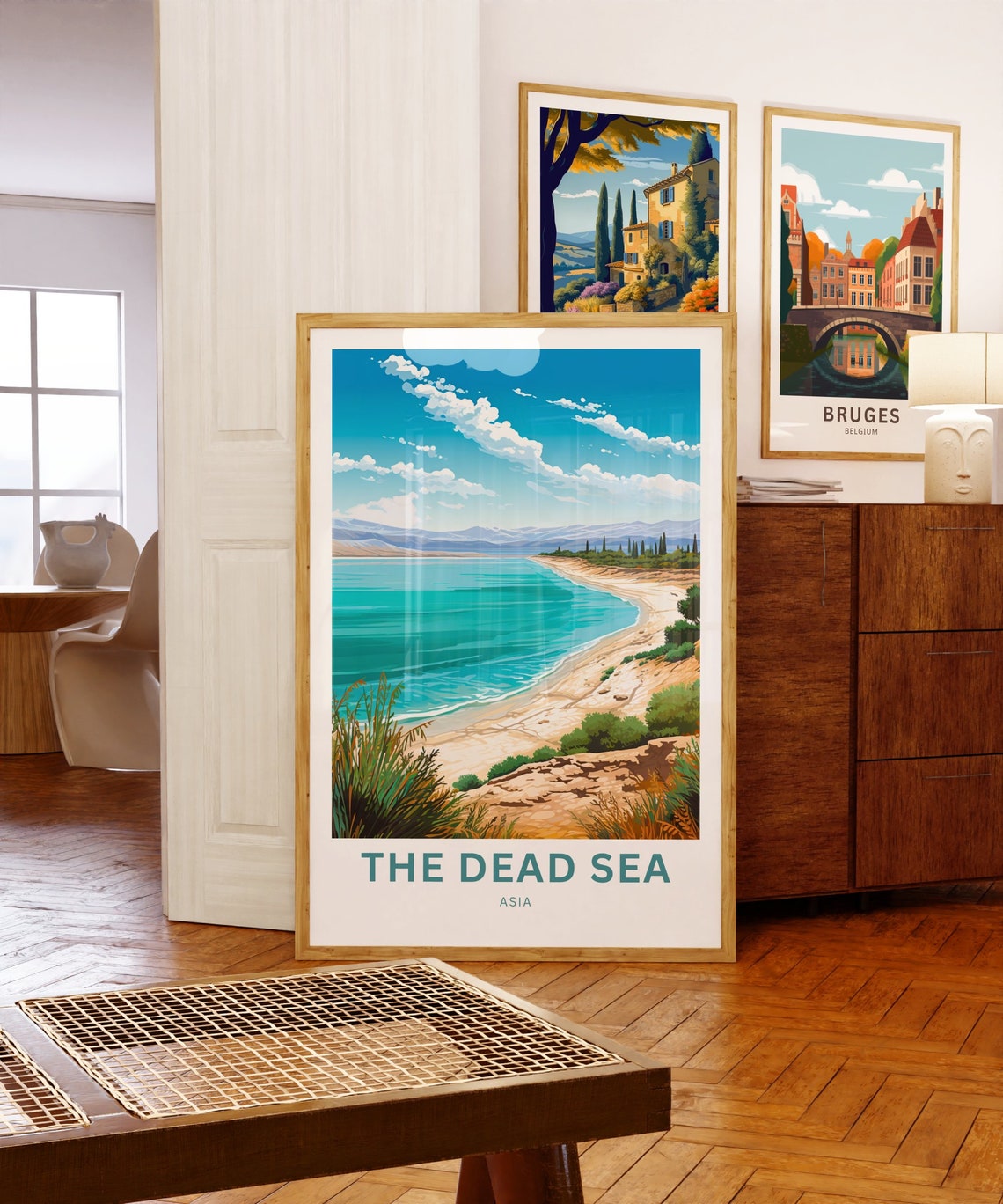 The Dead Sea Asia Turquoise Shoreline Curving Beach View Poster - Image 5