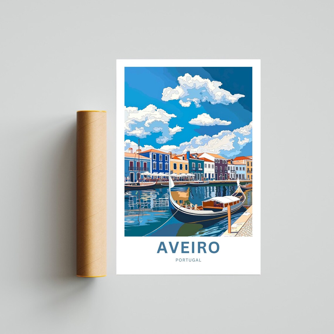 Personalized Aveiro Portugal Canal Boat Custom Text Travel Poster - Image 4