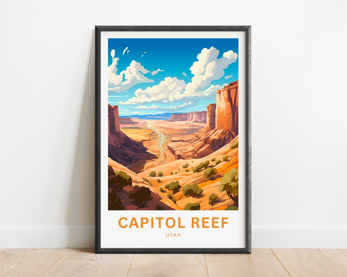 Capitol Reef Utah Desert Canyon Scenic Road Adventure Travel Poster