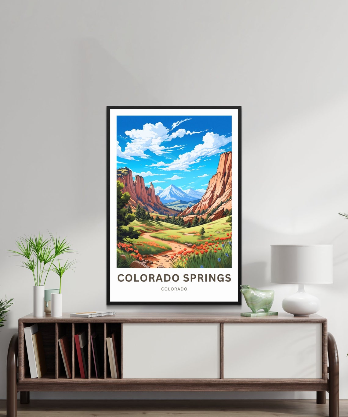 Colorado Springs Personalized Travel Poster with Pikes Peak and Rocks - Image 2