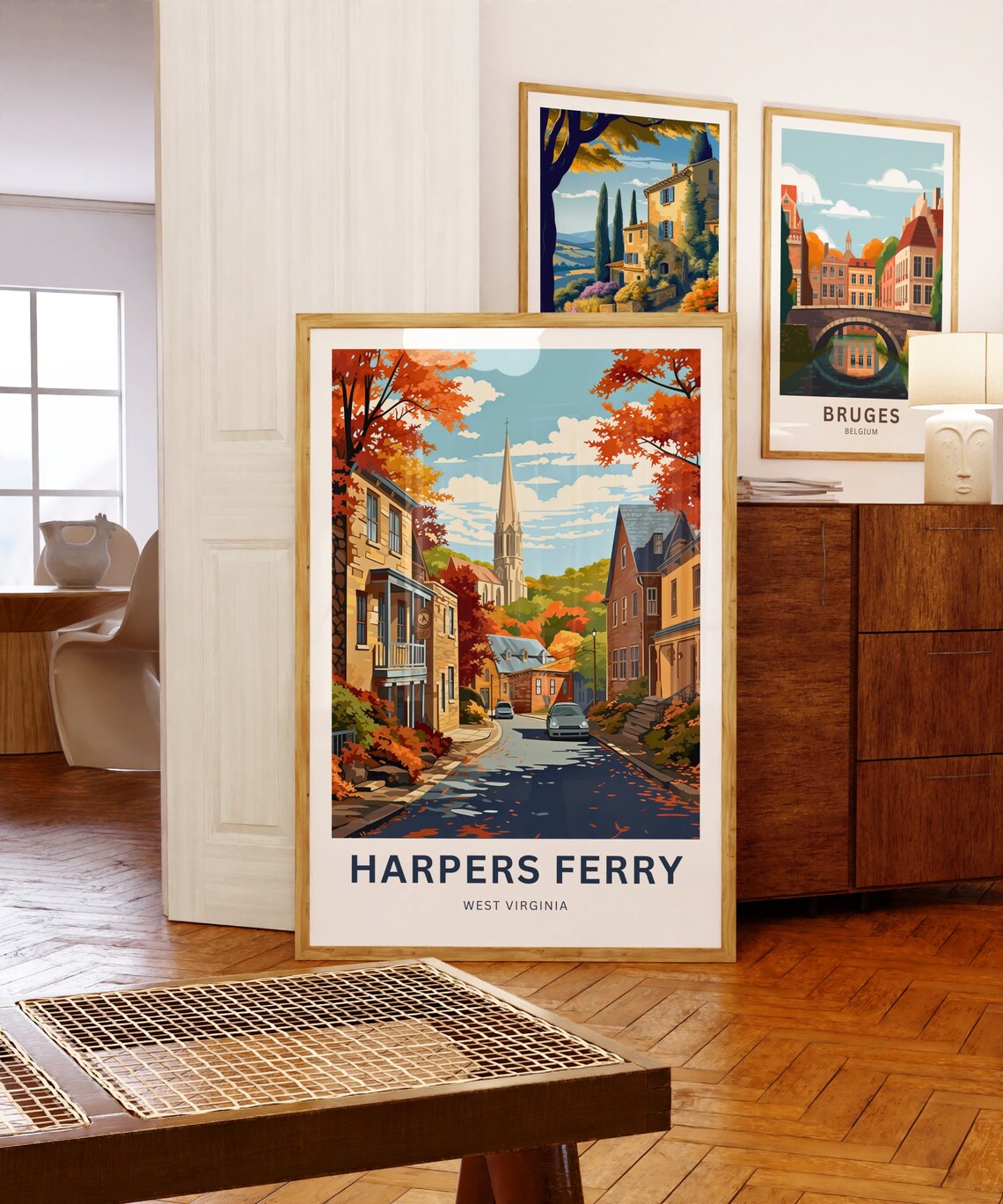 Harpers Ferry Fall Colors Historic Street with Church Spire Poster - Image 5