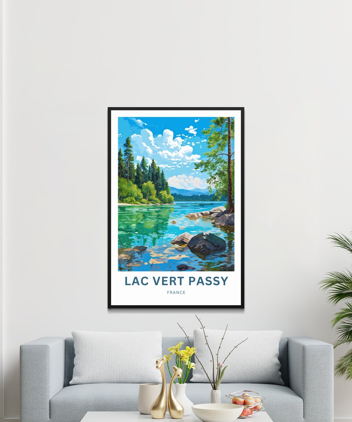 Lac Vert Passy France Turquoise Alpine Lake Pine Forest Travel Poster - Image 3