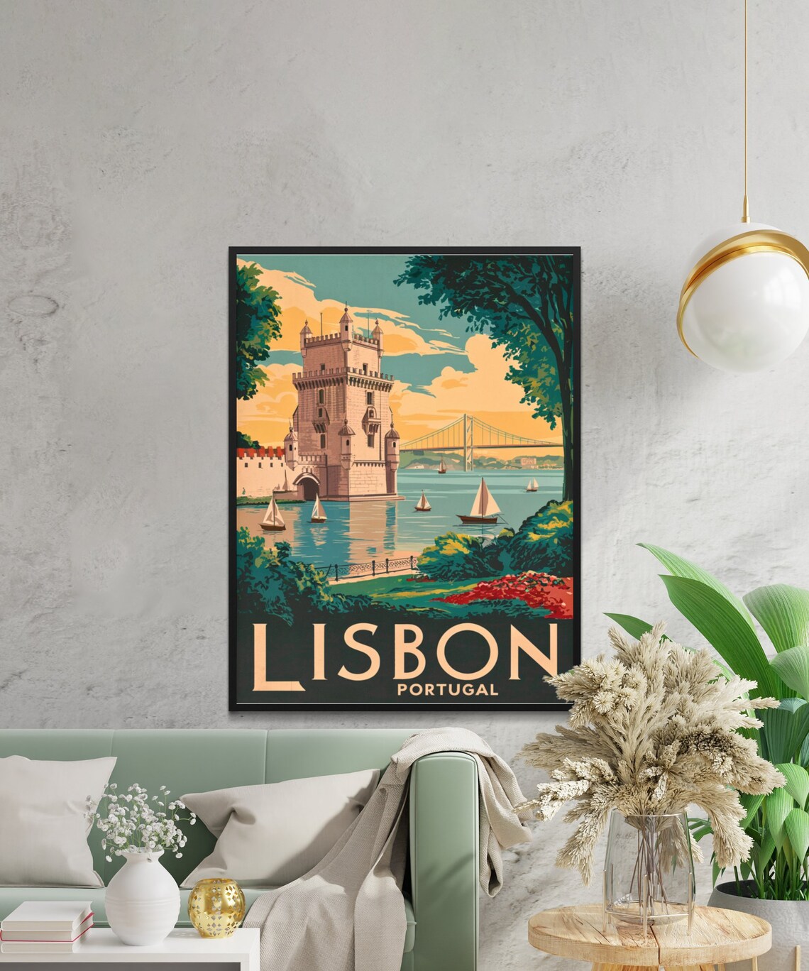 Lisbon Portugal Vintage Belem Tower Sunset Retro Travel Poster - Image 4