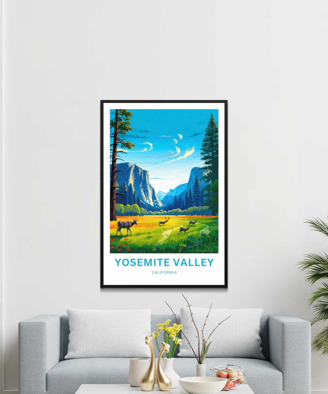 Yosemite Valley California Sunset Meadow Deer View Travel Poster - Image 3