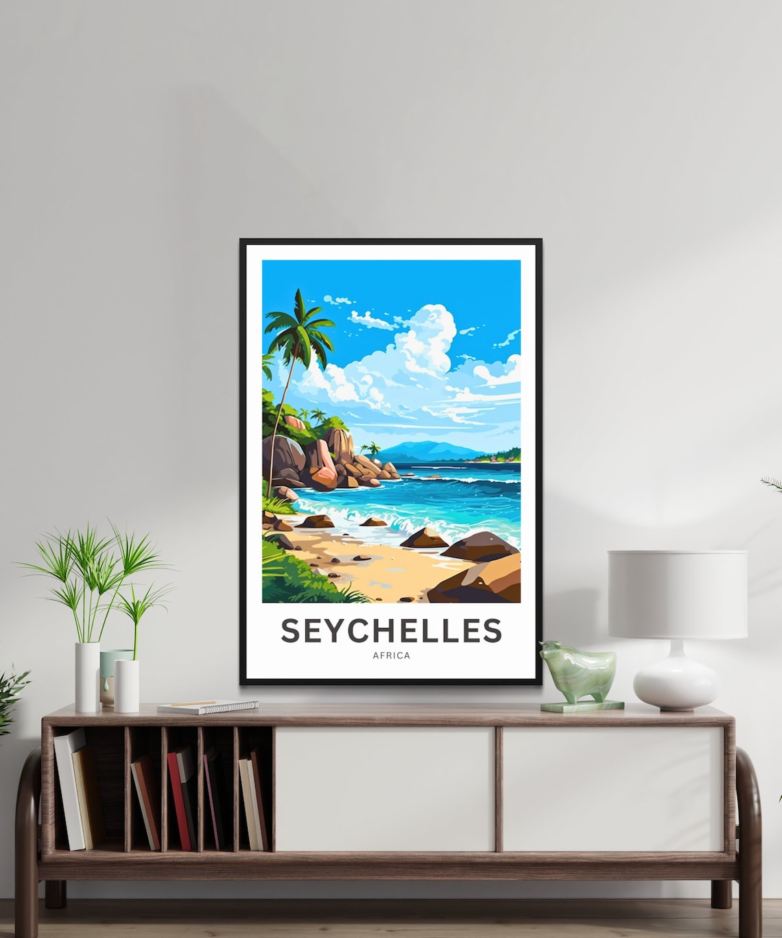 Seychelles Africa Tropical Palm Beach Island Custom Travel Poster - Image 2