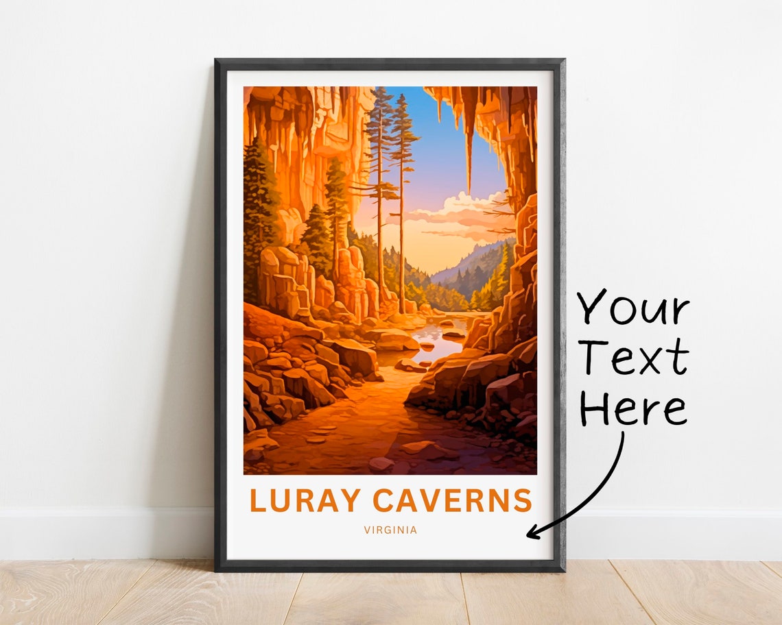 Luray Caverns Virginia Cave Rocks Custom Text Travel Art Poster